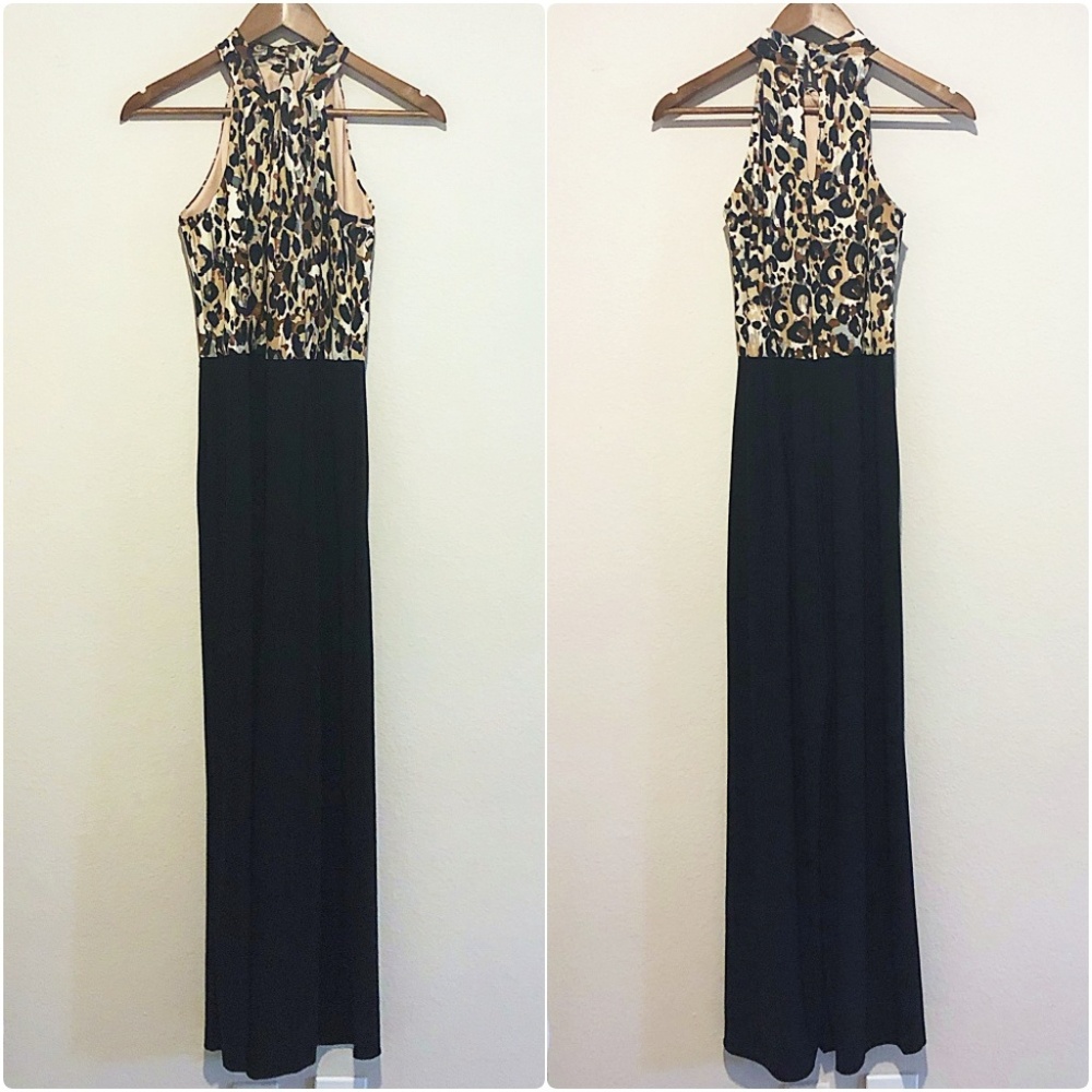 🆕Roz & Ali Leopard Body Wide Leg Halter Jumpsuit - Picture 4 of 8